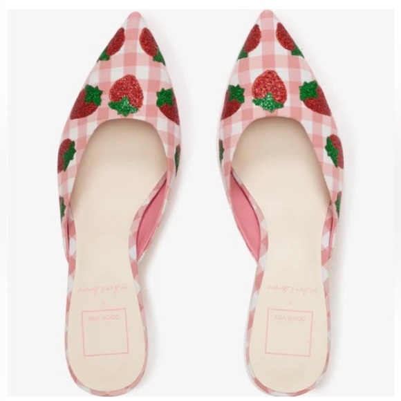 DOLCE VIDA X FOR LOVE AND LEMONS Strawberry Gingham Kitten Heels “LILOU”sz9 RARE - Picture 3 of 13